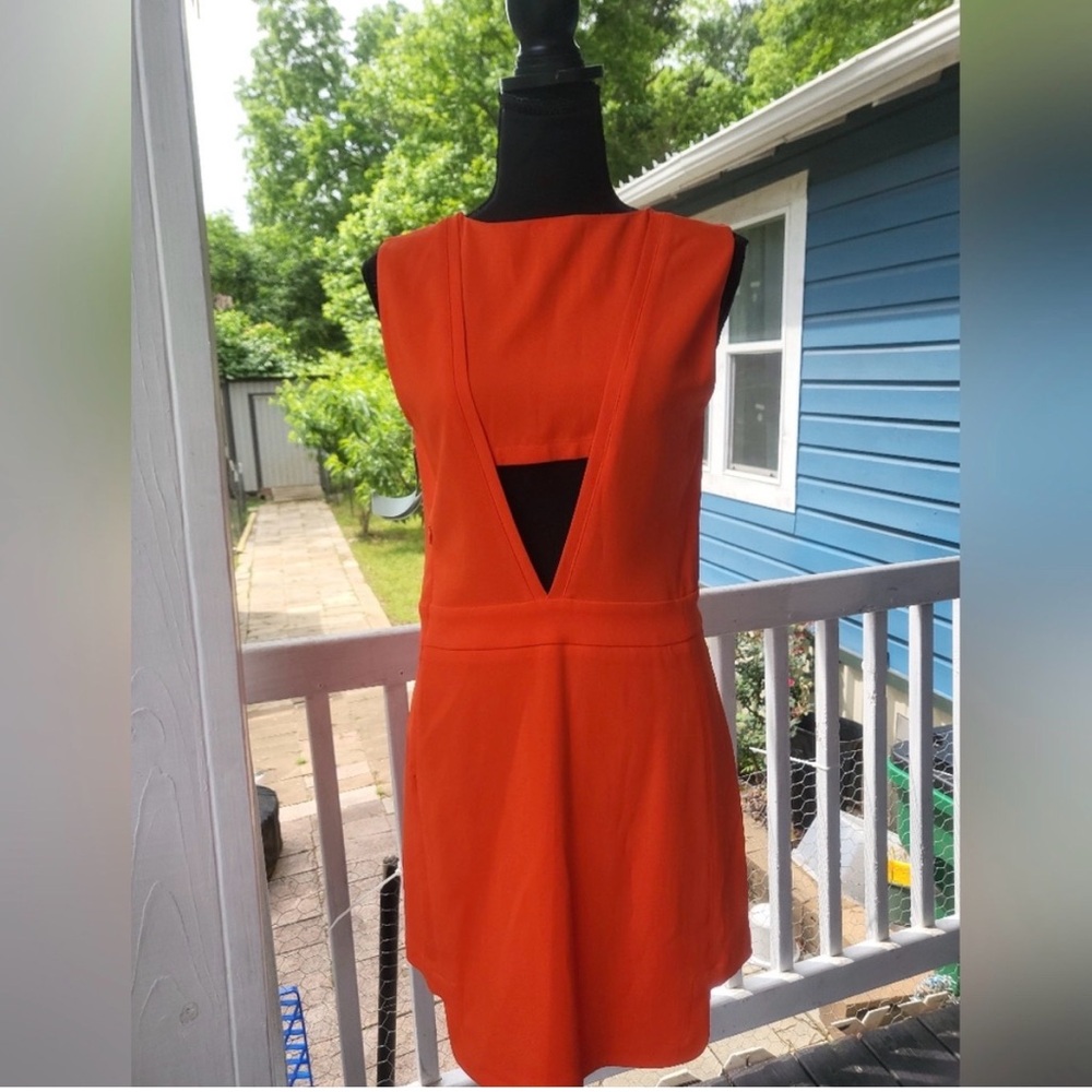 A.L.C. Vibrant Orange Asymmetrical Cutout Mini Dress
